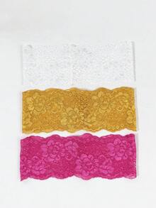 3件組女款純色刺繡蕾絲優雅時尚透氣舒適輕量裝飾髮箍，適合日常通勤、穿搭搭配、購物、旅行、攝影，送給好友的精緻禮物 - 玫紅白金三件組 - 查看 6