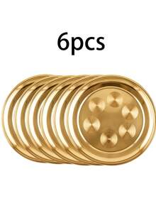 6pcs/3pcs/1pc Gold Round Patterned Stainless Steel Dinner Plate Set, 25cm/9.8in Size, Multi-Piece Combination, Luxury Holiday Banquet Atmosphere, Suitable For Daily Restaurant Kitchen Food Display, Restaurant Gathering, Outdoor Dining, Party, Kitchen Utensils, Easy Storage, Ramadan, Wedding, National Day, White Day - Multicolor - View 14