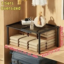 Foldable Closet Storage Organizer, Expandable & Stackable Wardrobe Rack With Tiered Shelves, Adjustable Clothing Storage System For Bedroom Closet, Kitchen, Bathroom, Office & Home Storage & Organization - View 13