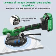 Vibrador Nivelador de Azulejos Inalámbrico Shawty para Suelos y Paredes con 2 Baterías de 20V - Verde - Ver 8