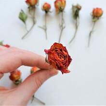 20pcs Artificial Rose Flowers, Faux Roses, Mini Rose Buds, Resin Handmade Mini Artificial Flowers, Craft Decoration Artificial Flowers, Wedding Home Decor, Wedding Floral Decoration - Orange - View 6