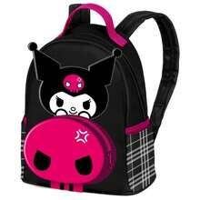 Hello Kitty Safta 和朋友們骷髏頭書包，25x22x15 厘米，兒童款，主隔層帶拉鍊，加厚肩帶，黑色和紫紅色 - 選項 10 - 查看 2