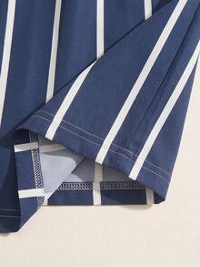 Men's Summer Casual Striped Shorts Loungewear - Navy Blue - View 10
