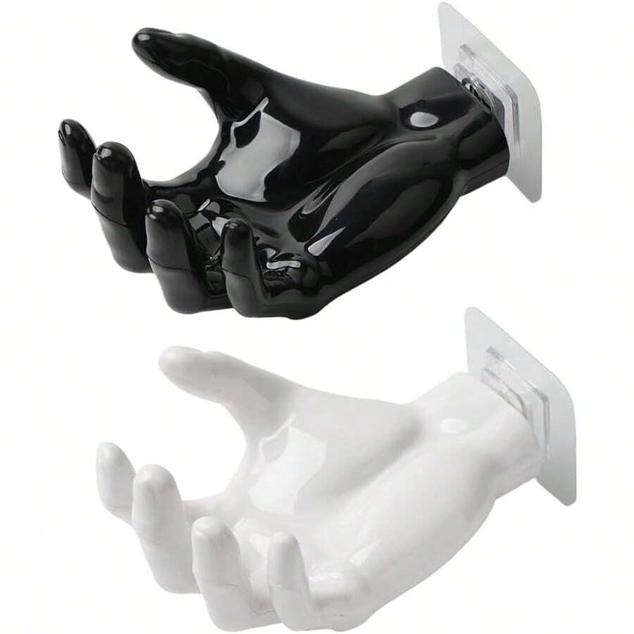 1pc Hand-Shaped Soap Holder, Wall-Mounted Strong Adhesive Hook, Suitable For Home Storage Of Keys And Headphones, No-Drill Invisible Soap Storage Rack