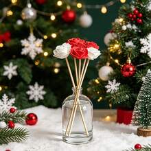 25pcs Christmas Red & White Floral Aromatherapy Diffuser Set (Bottle & Fragrance Not Included) - Red + White (12 Aromatherapy Sticks + 12 Artificial Flowers + 1 Bamboo Skewer) - View 10