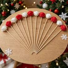 25pcs Christmas Red & White Floral Aromatherapy Diffuser Set (Bottle & Fragrance Not Included) - Red + White (12 Aromatherapy Sticks + 12 Artificial Flowers + 1 Bamboo Skewer) - View 6