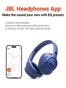 JBL Tune 730BT 無線耳罩式藍牙耳機，純低音音質、76小時電池續航、雙波束成形麥克風、多點連接、藍牙 6.0、可折疊舒適佩戴 - 藍色(New) - 查看 11
