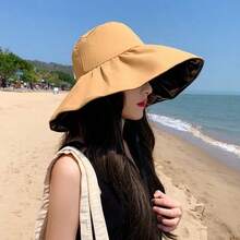 1件女款寬邊遮陽帽，可折疊釣魚帽，適用於騎行、徒步、海灘等場景，防紫外線可折疊釣魚帽 - 彩色 - 查看 3
