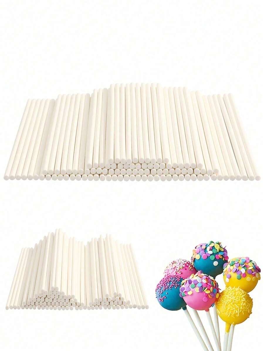 1 Pacote 10/100/200/400 Peças Palitos Brancos para Pirulito DIY, Palitos de Papel Descartáveis para Bolo, Adequados para Bolos, Pirulitos, Balas Duras, Chocolate, Cor e Acessórios para Suprimentos de Cozinha Doméstica - Multicolorido - Visão 1