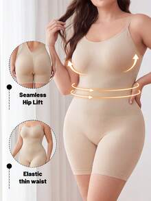 Celana Pendek Pembentuk Tubuh One-Piece untuk Wanita Ukuran Plus, Pengontrol Perut, Pengencang Pinggang, Penopang Payudara, Desain Pengangkat Bokong untuk Musim Panas - Aprikot - View 2