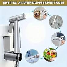 Toilet Bidet Sprayer Set, Includes T-Adapter, Hose And Bracket All-In-One Kit, High Water Pressure Bathroom Handheld Sprayer, Suitable For Personal Hygiene And Home Cleaning - Silver - View 2