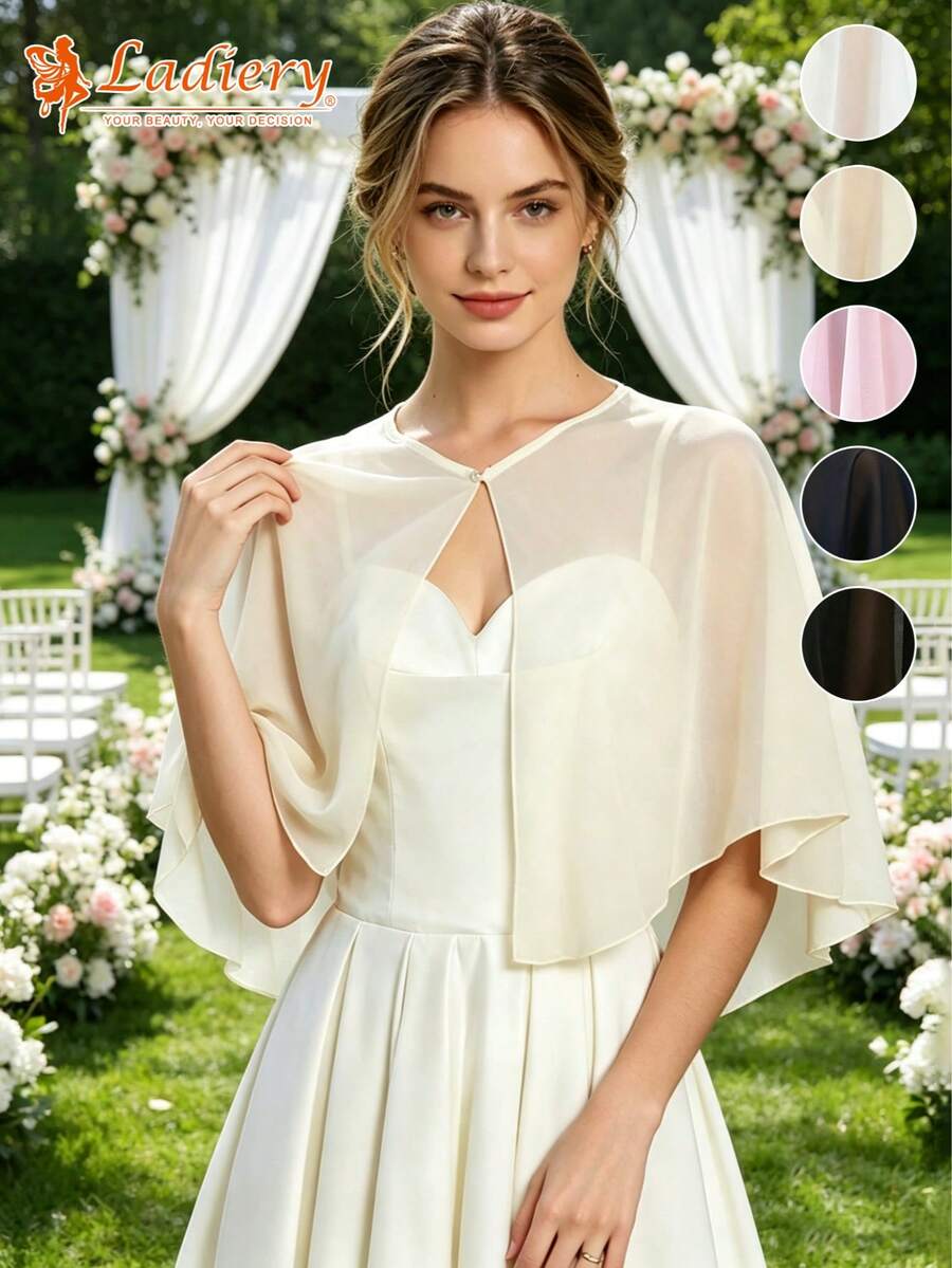 1pc Women Short Chiffon Wrap, Versatile Thin Shawl Cape, Lightweight Summer Cardigan For Dress Outfit - Chiffon Cardigan Shawl - View 1
