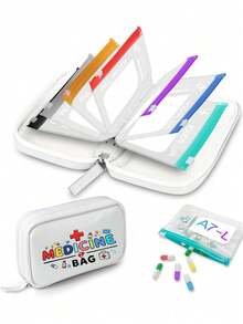 Juego de pastilleros impermeables A8, pastillero de gran capacidad para 7 días con dos dosis diarias, incluye 7 bolsas de almacenamiento codificadas por colores, pastillero de viaje reutilizable - Multicolor - Ver 1