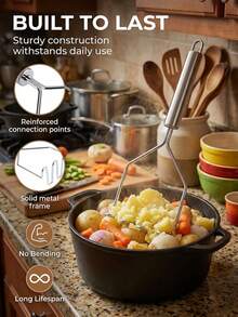 SMEGGEMS 1pc Stainless Steel Wavy Potato Masher, Kitchen Vegetable Fruit Pressing Tool - View 8