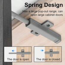 Push To Open Door Catch, Heavy Duty Push Open Door Latch, 40N Spring Release Touch Latch For Handleless Wardrobe Cabinet Cupboard Drawer Closets Magnetic Push To Open Door Damper(6/10 Pcs) - Gray - View 5