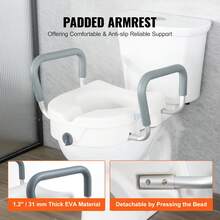 Asiento Elevado para Inodoro, 127 mm Altura Elevada, Carga 158,7 kg, para Inodoro Redondo y Alargado, Instalación con Cierre Giratorio, para Ancianos, Discapacitados, Pacientes, Embarazadas, M - Blanco - Ver 5