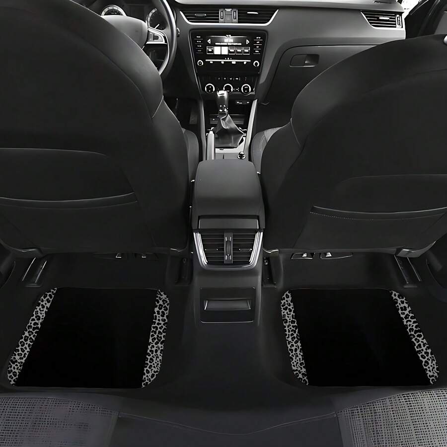 4pcs/2pcs Black Leopard Print Car Floor Mats, Made Of Non-Slip Polyester Fiber, Suitable For The Interiors Of Sedans, SUVs, Trucks And Other Vehicles, Car Accessories.