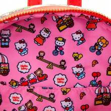 Hello Kitty Safta حقيبة ظهر مدرسية هالو كيتي لونج فلاي، حقيبة ظهر صغيرة للأطفال، 20.62x27.5x10 سم، سحاب علوي، مقابض وسحابات حمراء، طباعة حديقة - الخيار 9 - مشاهدة 4