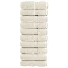 vidaXL Premium Towels, 10-Pack, Towel With Loops, Absorbent Guest Towel, Bath Towels, Shower Towels, Cream, 50x100cm, 600g/M², 100% Cotton - Cream - View 8