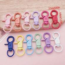 5/10pcs Colorful Coated Spring Snap Hooks With O-Ring, Metal Keychain Accessories, Suitable For DIY Pendants - One Size Fits All - View 4