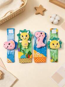 4pcs Baby Wrist Rattle Socks Toys, Newborn Socks Toys Ankle Discovery And Wrist Rattle Set, Soft Sensory Toys Suitable For Infants And Newborns, Halloween - Multicolor - View 1