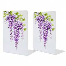 2 Pieces Book Holder, Metal Shelf, White Printed Decorative Shelf, Non Slip Heavy-Duty Shelf, Book, Magazine Or CD Storage Box, Suitable For Home And Office Use. - Printing - View 14