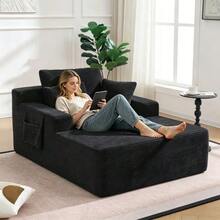A Comfortable Corduroy Sofa – No Self-Assembly Required, With A Soft Back. - 黑色 - 查看 4