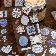 20 Blatt/Packung Stickerbuch handgefertigte Stoffserie PET Spitzen-Thema Aufkleber, Sammelalbum-Zubehör Notizbuch-Accessoires, zum Dekorieren von Karten, Fotorahmen, Computern, Handyhüllen, Wasserflaschen, Junk Journals, Schreibwarenboxen, Gepäck, Schreibtisch-Dekorationsaufkleber - Aufkleber - Übersicht 2