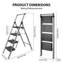 Huini 4 Step Ladder With Handrail, Folding Step Ladder, Non-Slip Household Ladder, Steel Folding Step Stool, Multifunctional Step Stool, Maximum Load 150 Kg - Tangga 4 Langkah - View 2