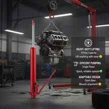 Manual Lift Cylinder 8 Tons Capacity For Garage Shop Cranes Engine Hoist Single Piston Pump Clevis Base Manual Handle Red-XY740858 - Multicolor - View 5