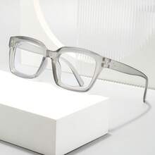 1 Pair Of Ultra-Light Fashionable Leopard Print Square Clear Glasses, Suitable For School, Work, And Reading. - Clear - View 7