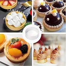 6pcs Stainless Steel Round Tart Ring Set - Perforated Mousse And Dessert Rings, Cookie Molds, Fruit Tart Molds, French Cheesecake Baking Tools, Suitable For Christmas, Easter, Thanksgiving - Multicolor - View 7