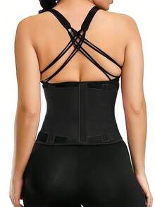 1 pièce Ceinture de sport pour femmes, ceinture de gainage, ceinture de sauna pour la taille, vêtement de compression abdominale et de la taille, ceinture abdominale - Noir - Voir 4