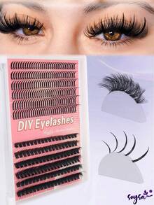 300 Peças Extensão de Cílios DIY 100D (8-16mm) Cachos de Cílios com Volume e Espinhos, Cachos de Extensão de Cílios 12/14/16mm Ultra Longos, Extensões de Cílios Profissionais para Visual Manga/Espinhoso/Mega Volume - D - Visão 1