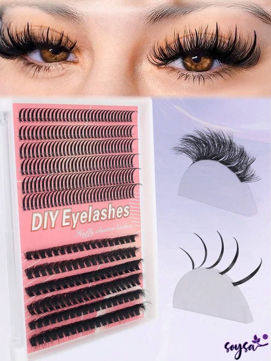 300 Peças Extensão de Cílios DIY 100D (8-16mm) Cachos de Cílios com Volume e Espinhos, Cachos de Extensão de Cílios 12/14/16mm Ultra Longos, Extensões de Cílios Profissionais para Visual Manga/Espinhoso/Mega Volume - D - Visão 1