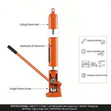 Hydraulic Long Ram Jack, 4 T Engine Lifting Cylinder With Single Piston Pump & Flat Base, Hydraulic Car Bottle Jack For Engine Lifts, Garage/Shop Cranes, Farm, Etc.-XY858280 - Multicolor - View 4