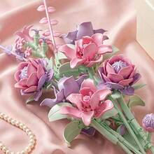 320pcs Buket Bunga Camellia Ungu Muda Abadi, Bunga Balok Bangunan Buatan Rakitan DIY, Dekorasi Meja Romantis, Penggunaan Rumah, Hadiah Liburan untuk Wanita - MultiWarna - View 4