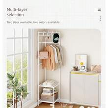 1pc 2-Tier Coat Rack, Integrated Shoe And Hat Storage Rack, Thickened Steel Tube Sturdy Clothing Hanging Rack, Bedroom Entryway Freestanding Clothing Storage Rack, Thickened Metal Steel Tube, Freestanding Integrated Coat Rack, Matte Black - Multicolor - View 9
