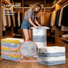 1pc Vacuum Compression Bag / 3-Second Manual Air Exhaust / Clothing & Bedding Storage Bag / Dust-Proof Wardrobe Organizer Bag, Random Color - Multicolor - View 4