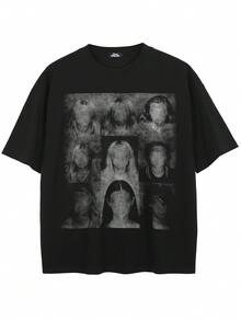 Tiny Spark Men's Streetwear Black T-Shirt With Horror X-Ray Image Print, Vintage Graphic Glitch Art Style - Black - View 2