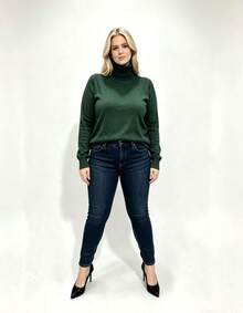Steve Store Women's Knit Turtleneck Plus Size Elastane Sweater Long Sleeve Basic Winter Blouse Elegant Fashion - Verde escuro - 查看 3