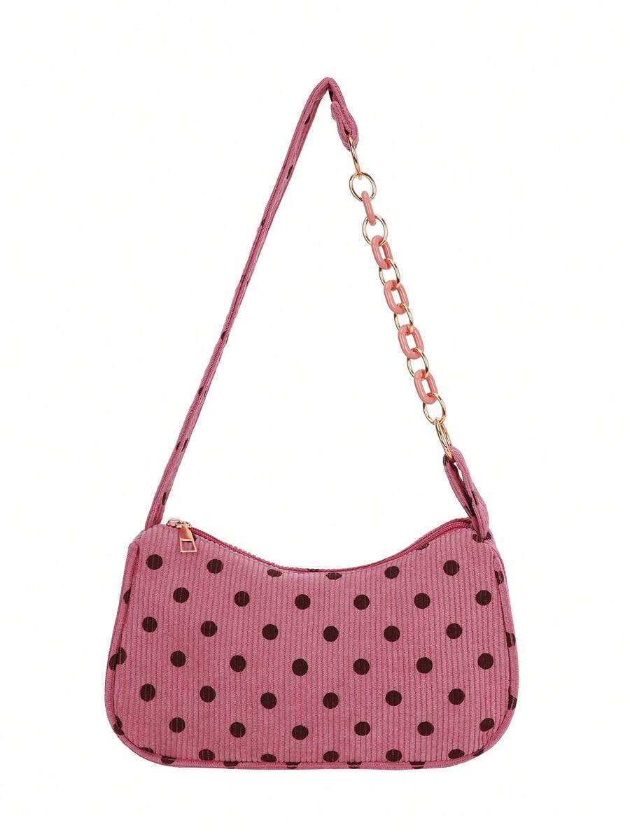 Solid Color Cloud Pleated Minimalist Fashionable Shoulder Bag - Hot Pink - View 1