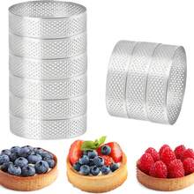 6pcs Stainless Steel Round Tart Ring Set - Perforated Mousse And Dessert Rings, Cookie Molds, Fruit Tart Molds, French Cheesecake Baking Tools, Suitable For Christmas, Easter, Thanksgiving - Multicolor - View 8