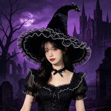 1pc DIY Halloween Lace Witch Party Cosplay New Lolita Magic Hat For Women, Party/Party Decoration, Suitable For Outdoor/Indoor Use - View 11