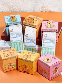 4 Sets Cute Capybara Pull-Out Sticky Notes, Highly Attractive Strong Adhesion, Suitable For Student Messages, Back To School Season - Multicolor - View 5