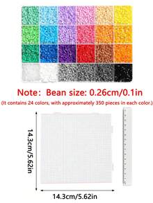 24色 Perler 珠子套組 (2.6mm)，包含珠子板、鑷子、收納盒、托盤和 3D 像素藝術珠子。非常適合 DIY 手作、像素藝術、裝飾手工、手工禮物和學校手工活動。(Perler 珠子、熔融珠、Perler 珠子) - 多色 - 查看 11
