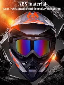 Unisex All-Season Off-Road Rally Helmet, Full-Face Safety Protective Helmet, Suitable For Motorcycle, Electric Bicycle, Mountain Bike Downhill Riding - Bright Black - View 5