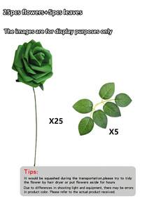 1/22/30pcs Artificial Green Foam Roses With Stems, Suitable For DIY Wedding Bouquets, Bridal Party, Table Centerpieces, Home Decor (No Packaging Box, OPP Bag Only). Summer, Holiday, Rose, Art, Bouquet Flowers - Multicolor - View 8