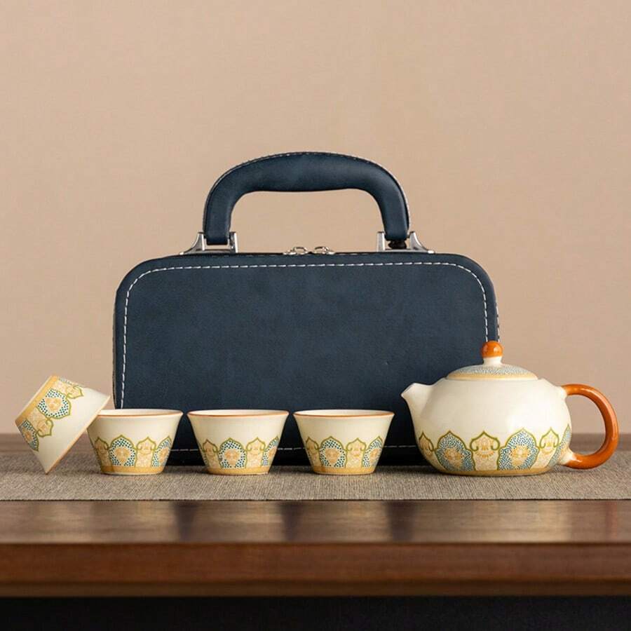 1set Handmade Ru Kiln Ceramic Teapot, Chinese Kung Fu Teapot With Ice Crackle Glaze - Multicolor - View 1