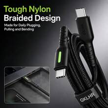 240W Type-C 快充編織 USB 轉 USB-C 數據線，相容 及其他智慧型手機、平板電腦、筆記型電腦 USB-C 充電線 - 紫色 - 查看 5